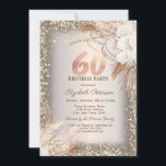 Boho Blume,Lights Glitzer Rahmen 60. Geburtstag Einladung<br><div class="desc">Moderne,  schicke und glamouröse Einladung mit eleganten Streichellichtern und boho Blume.</div>