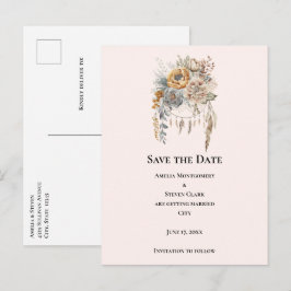 Boho Blume mit einem Dreamcatcher Save the Date Ankündigungspostkarte