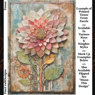Boho-Blume mit handwerklicher Textur DZ9L Decoupag Seidenpapier