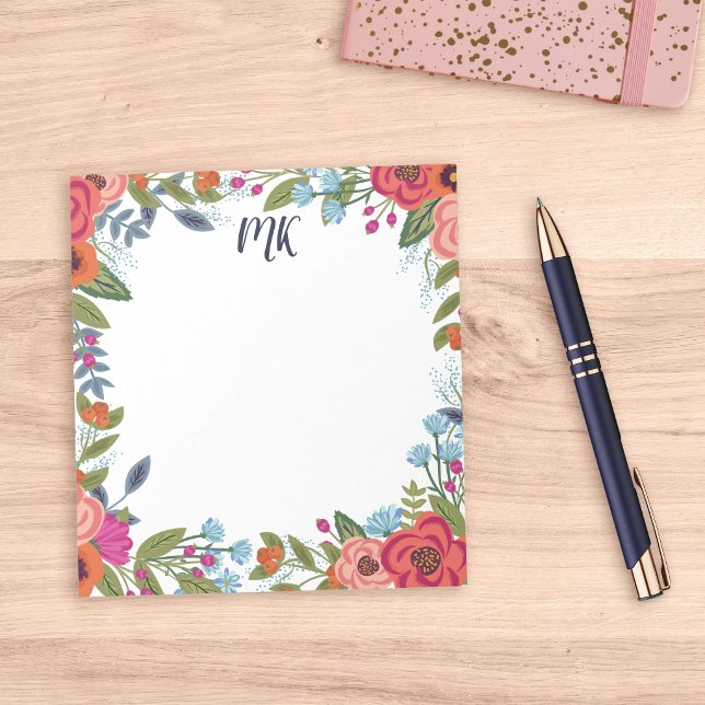 Boho Blume Mit Monogramm Notizblock (Von Creator hochgeladen)