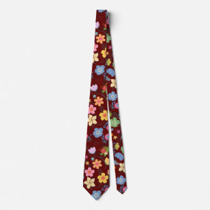 Boho Blume Muster B01.b DRed BG Krawatte