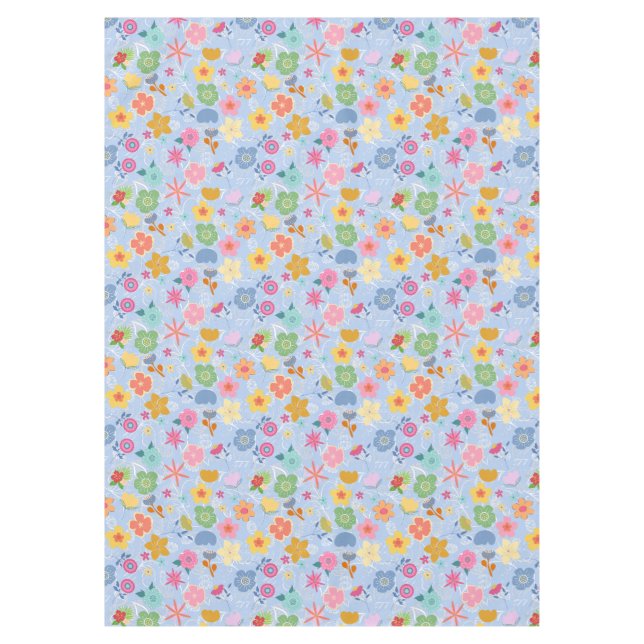 Boho Blume Muster B01.w Lblue BG Tischdecke (Vorderseite)