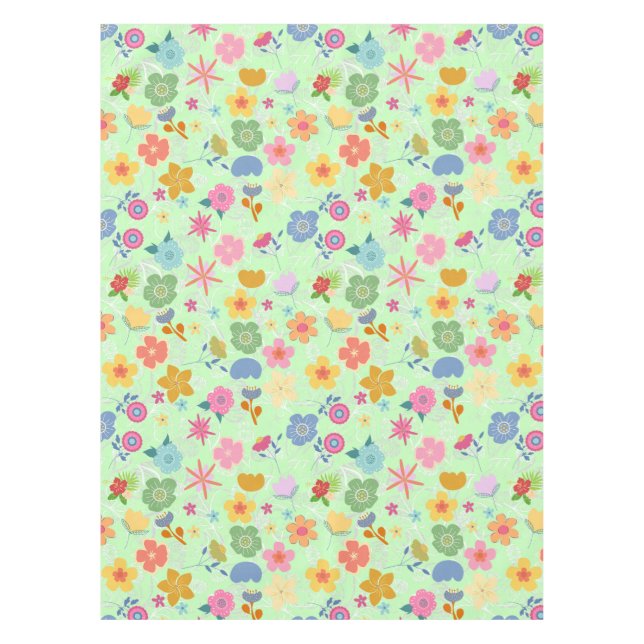 Boho Blume Muster B01.w LGreen BG Tischdecke (Vorderseite)