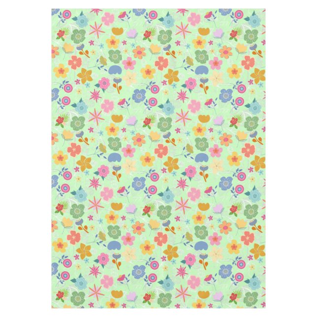 Boho Blume Muster B01.w LGreen BG Tischdecke (Vorderseite)