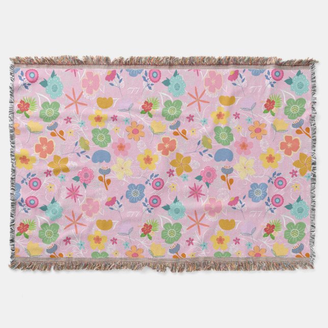 Boho Blume Muster B01.w LPink BG Decke (Vorderseite)