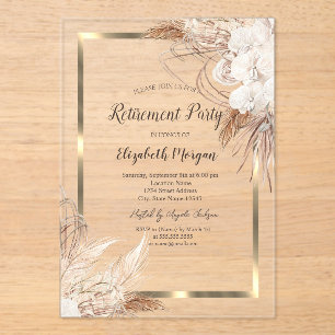 Boho Blume Pampas Grass Gold Frame Retirement Acryleinladungen