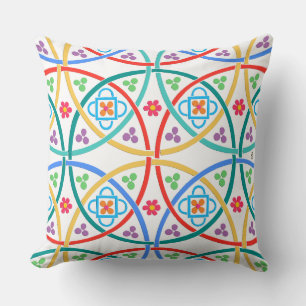 Boho Blume Power auf Weiß Kissen