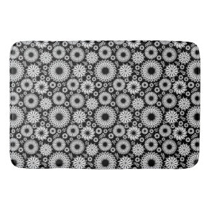 Boho Blume Schwarz-Weiß-Vektorblumenmuster Badematte