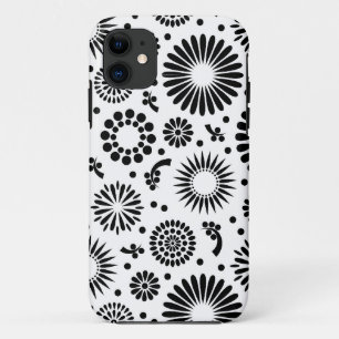 Boho Blume Schwarz-Weiß-Vektorblumenmuster Case-Mate iPhone Hülle