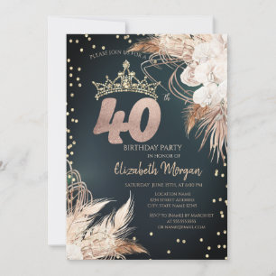 Boho Blume Tiara Diamonds Green 40. Einladung