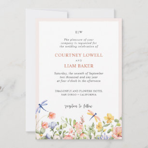 BOHO Blume und Dragonflies Garden Wedding Einladung