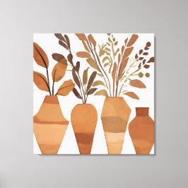 Boho Blume Vase Leaf Botanischer Kunststil Moderne Leinwanddruck