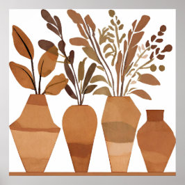 Boho Blume Vase Leaf Botanischer Kunststil Moderne Poster