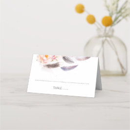 Boho Blume Wasserfarbenfedern Platzkarte
