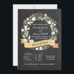 Boho Blume Wreath Rustic Chalkboard Wedding Einladung<br><div class="desc">Die rustikale Hochzeitssuite ist mit einem handgezeichnet Pastell-Blume-Kranz auf der Tafel ein wahrer Hingucker. Ein trendiger Bandbanner sorgt für ein künstlerisches Boho-Ambiente und eignet sich somit hervorragend für entspannte Hochzeiten im Freien.</div>