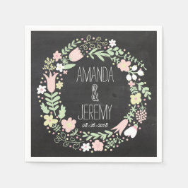 Boho Blume Wreath Rustic Chalkboard Wedding Serviette