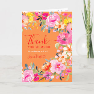 Boho-Blumen-Aquarell-Orangen-Junggesellinnenabschi Dankeskarte