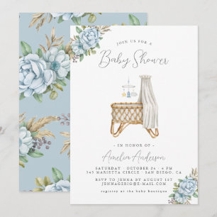 Boho Blumen Baby Boy Shower Einladung