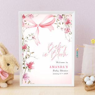 Boho-Blumen-Baby-in-Blüte-Baby-Party Poster