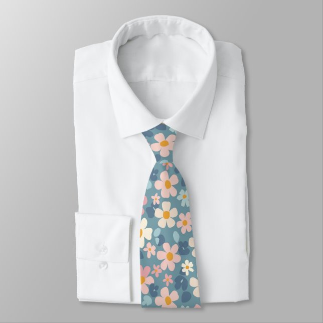Boho-Blumen-Blumenmuster individuell – Elegante Mo Krawatte (Gebunden)
