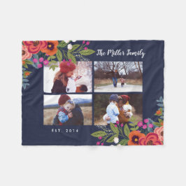 Boho Blumen-Familien-Foto-Collage Fleecedecke