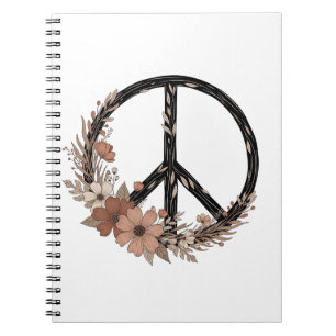 Boho-Blumen-Friedenszeichen – Erdige Wandkunst & T Notizblock