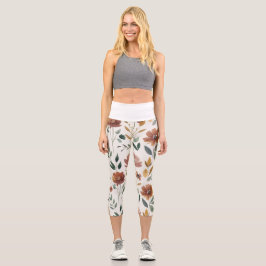 Boho-Blumen-Geometrie – Erdige Wildblume Capri Leggings