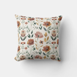Boho-Blumen-Geometrie – Erdige Wildblumen-Muster Kissen