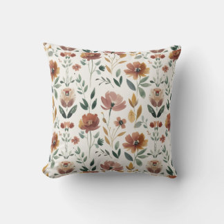 Boho-Blumen-Geometrie – Erdige Wildblumen-Muster Kissen