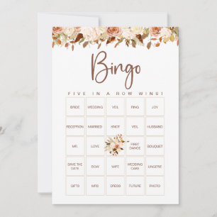 Boho Blumen Herbst Brautparty Bingo Spielkarte Einladung