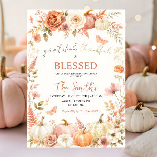 Boho-Blumen Herbst Dankbar Dankbar Gesegnet Einladung