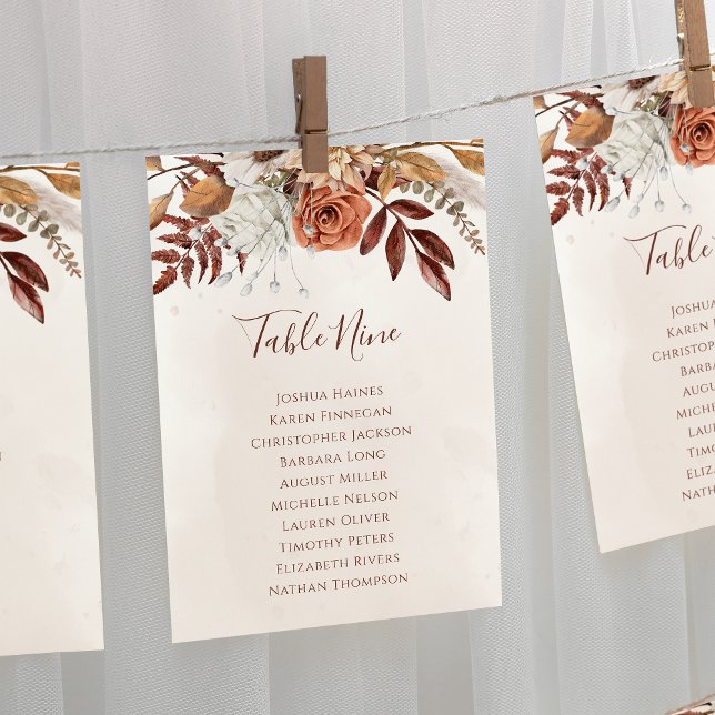 Boho-Blumen-Herbst-Hochzeit-Sitzplan-Tischplan (Von Creator hochgeladen)