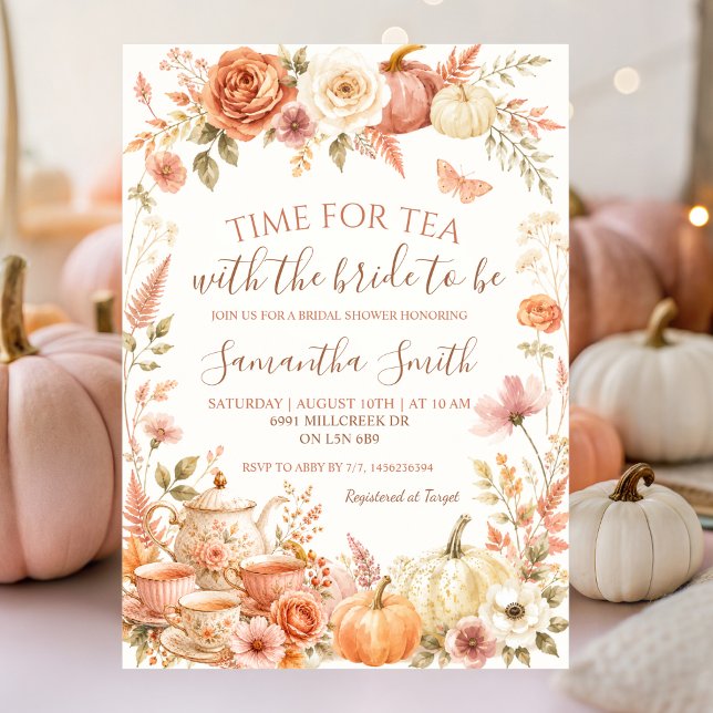 Boho-Blumen-Herbst-Teestunde mit der Braut Einladung (Von Creator hochgeladen)