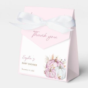 Boho-Blumen-Herbstkleine-Rosa-Kürbisse-Baby-Party Geschenkschachtel
