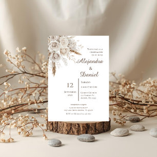 Boho-Blumen-Hochzeit auf Spanisch Einladung