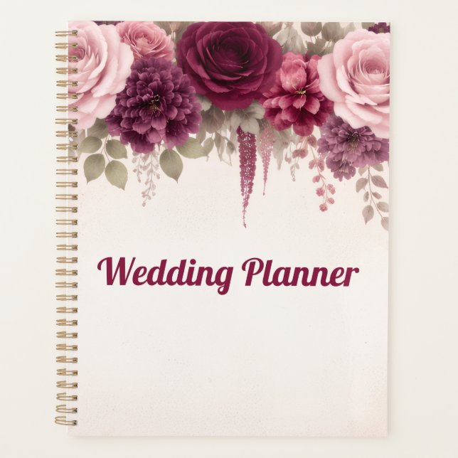 Boho-Blumen Hochzeit elegant  Planer (Vorderseite)