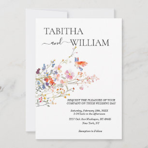 Boho-Blumen-Hochzeit mit Wildblumen Einladung