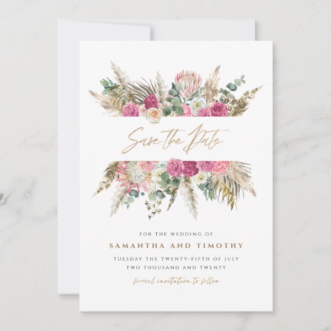 Boho-Blumen-Hochzeit-Save-The-Date Save The Date (Vorderseite)