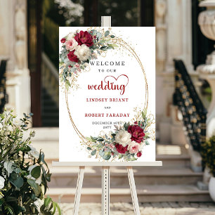 Boho-Blumen-Hochzeit-Willkommensschild mit Gold un Poster