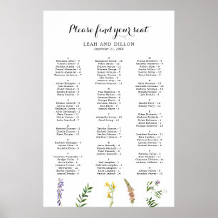 Boho-Blumen-Hochzeits-Sitzplan Poster