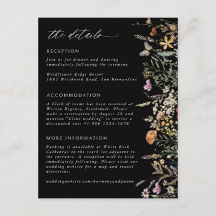 Boho Blumen Hochzeitsdetails Info Beilagekarte Begleitkarte