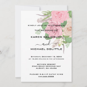 Boho Blumen Hochzeitseinladung - Bearbeitbare Vorl Einladung