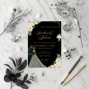 Boho-Blumen-Hochzeitseinladung Einladung