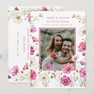 Boho-Blumen-Hochzeitseinladung mit individuellem F Einladung