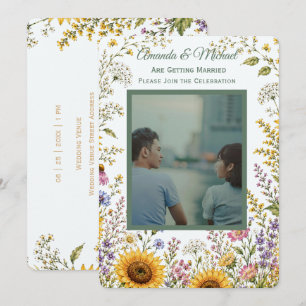 Boho-Blumen-Hochzeitseinladung mit individuellem F Einladung