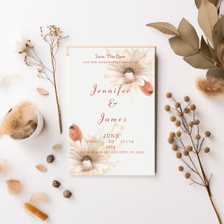 Boho-Blumen-Hochzeitseinladung - Save-the-Date Einladung