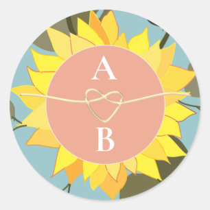 Boho-Blumen-Hochzeitsmonogramm Runder Aufkleber