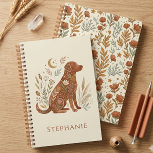 Boho Blumen Hund Silhouette Erdig Botanisch Planer