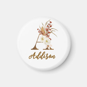 Boho-Blumen-Initial A-Monogramm-Hochzeitsgeschenk Magnet