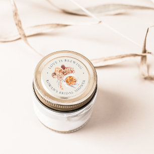 Boho-Blumen-Kaffee "Die Liebe brodelt" Brautdusche Runder Aufkleber